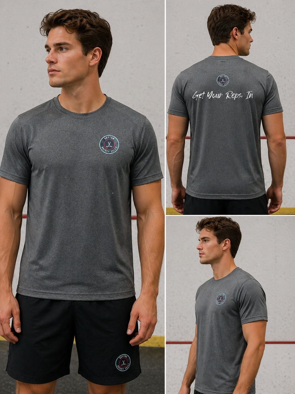 Men’s Gray Athletic Performance T-Shirt “Get Your Reps In” Gym Workout